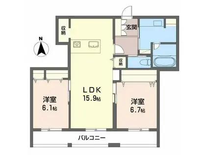 ラピス連坊(2LDK/3階)の間取り写真