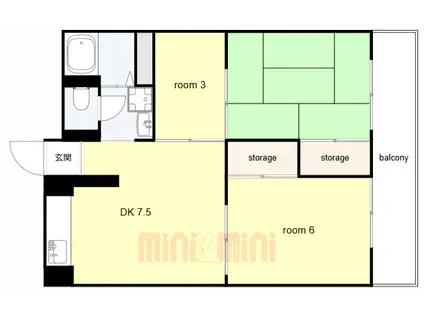 第三岩井マンション(3DK/5階)の間取り写真