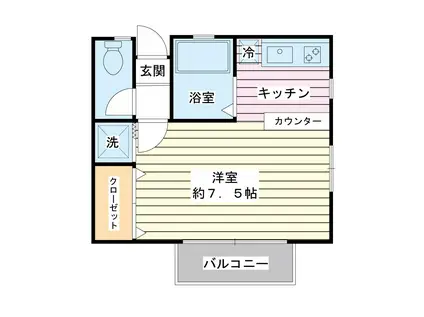 さくらハイツ(1K/1階)の間取り写真