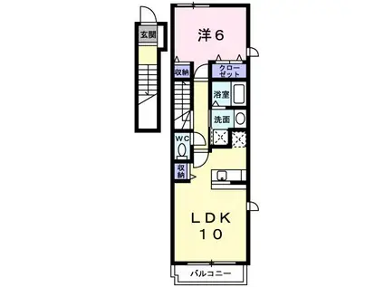 パストラーレ道後C(1LDK/2階)の間取り写真
