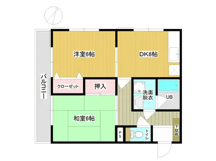 サテライト21(2DK/2階)の間取り写真