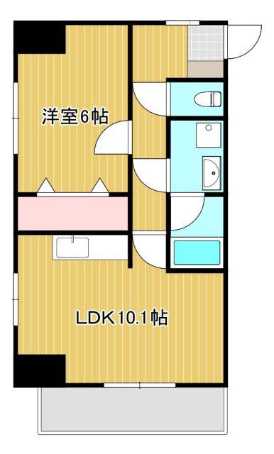 アズビオス元城(1LDK/6階)の間取り写真