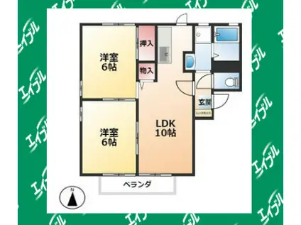エスペランサI(2LDK/1階)の間取り写真