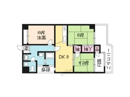 大翔第一ビル(3DK/6階)の間取り写真