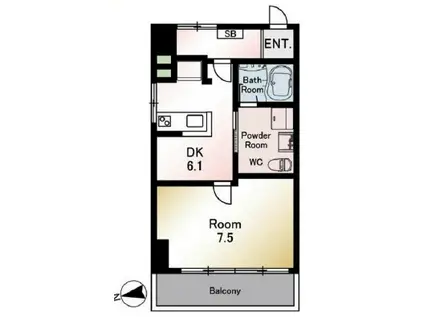 秀和六本木レジデンス(1DK/6階)の間取り写真