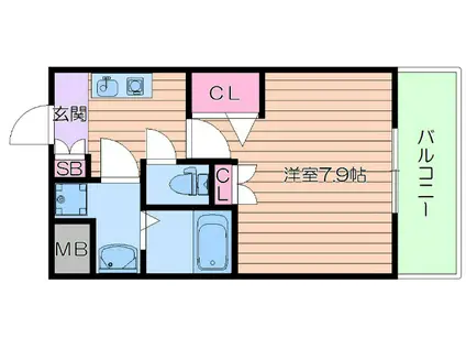 アーデン江坂III(1K/6階)の間取り写真