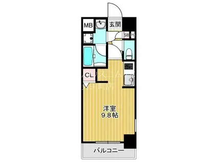 エグゼ大阪ドームII(ワンルーム/8階)の間取り写真