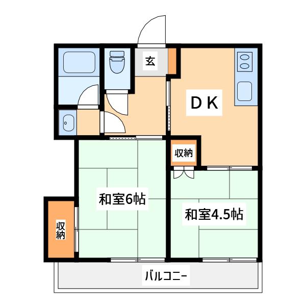 塚本マンション(2DK/2階)の間取り写真