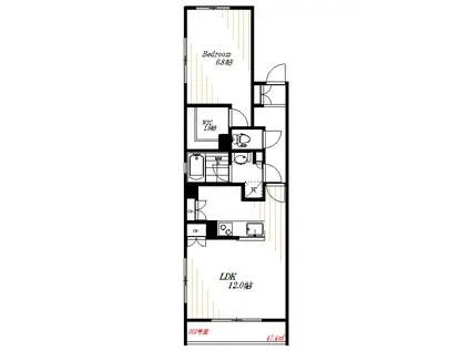 AYM葉月(1LDK/2階)の間取り写真