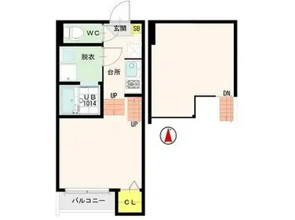 ALAISE太子堂(1K/2階)の間取り写真