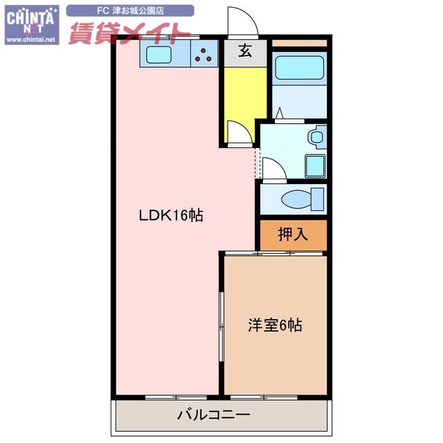 ダイアナポリス桜橋(1LDK/4階)の間取り写真