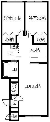 KOMIEII(2LDK/2階)の間取り写真