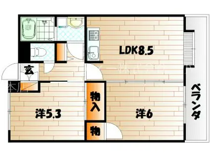 オールセインツ(2LDK/15階)の間取り写真