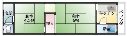 南海本線 湊駅 徒歩3分 2階建 築52年(2K/2階)の間取り写真
