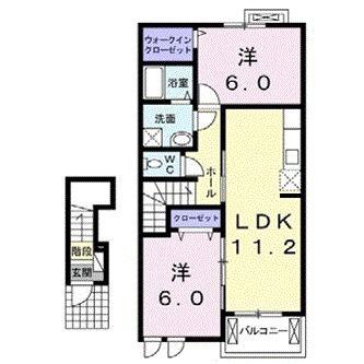 レジデンス北野北(2LDK/2階)の間取り写真