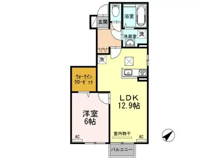 JR白新線 佐々木駅 徒歩98分 2階建 築12年(1LDK/1階)の間取り写真