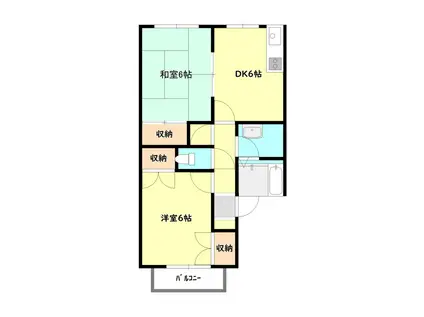 メンバーズタウンカーメル寺山IIB棟(2DK/1階)の間取り写真