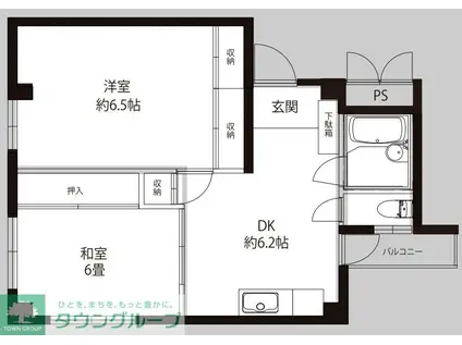 パスカル末広(2DK/3階)の間取り写真