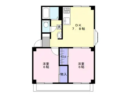 ウィステリア(2DK/2階)の間取り写真