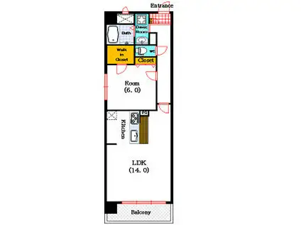 OCEAN松屋町(1LDK/9階)の間取り写真