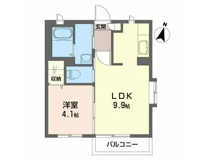 エリス241(1LDK/1階)の間取り写真
