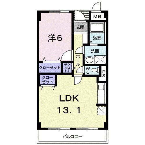 ニューマリッチ東深津(1LDK/3階)の間取り写真