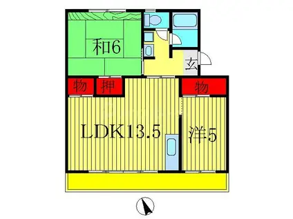 グランデール北柏(2LDK/4階)の間取り写真