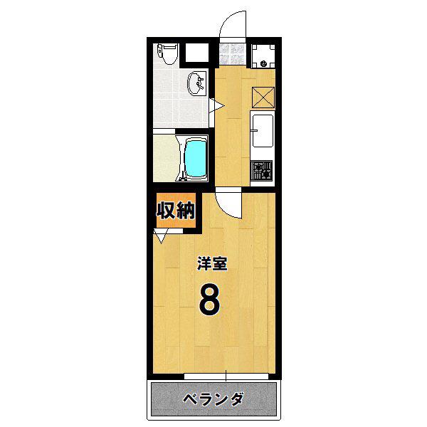フラッティ丸太町御前(1K/3階)の間取り写真