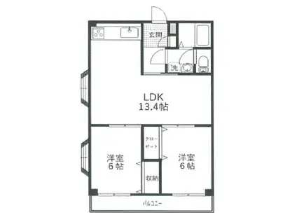 メゾン花月(2LDK/2階)の間取り写真