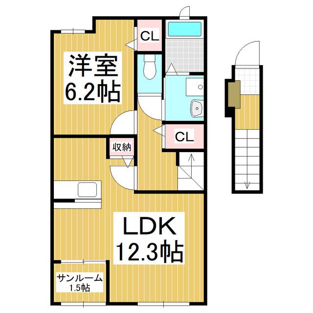 セレノアント(1LDK/2階)の間取り写真