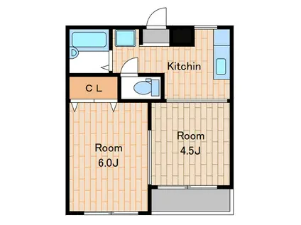 アダチハイム坂上(2K/2階)の間取り写真