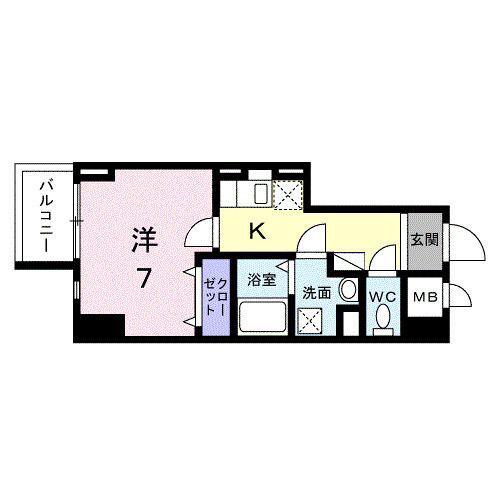 スアヴィス平塚八重咲(1K/2階)の間取り写真