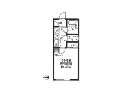 ヴィラ阿佐ヶ谷(1K/1階)の間取り写真