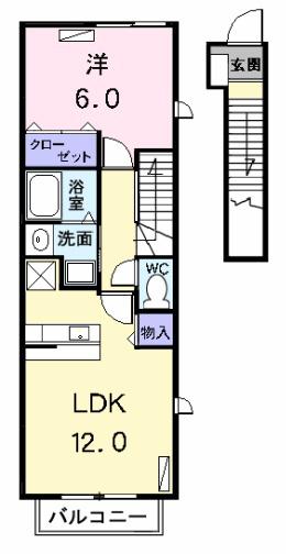 アーバンヴィラ B(1LDK/2階)の間取り写真
