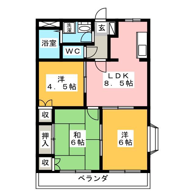 コンフォールハイランドI(3LDK/2階)の間取り写真