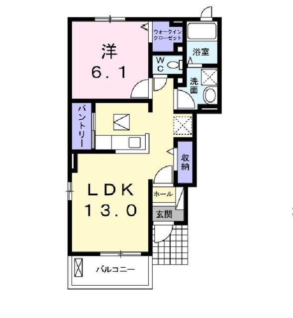 カシーヌ ショコラII(1LDK/1階)の間取り写真