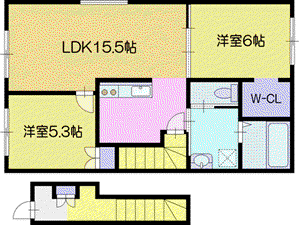 ATEENA OASA A(2LDK/2階)の間取り写真