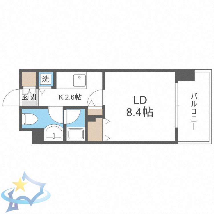 レジディア北3条(1K/7階)の間取り写真