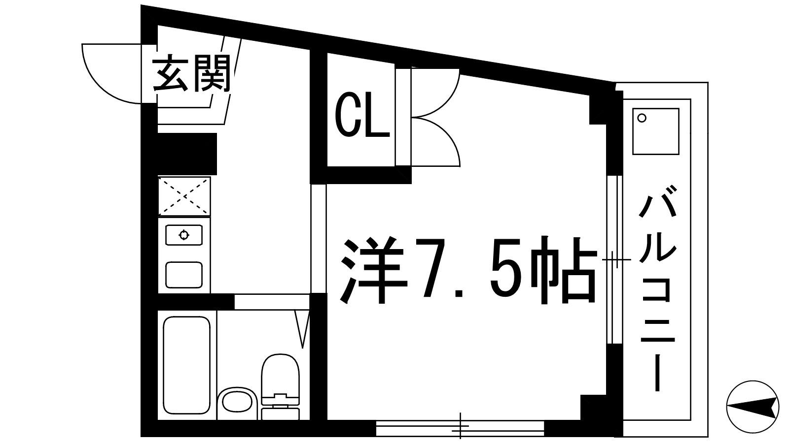 仁川ロイヤルハイツ(ワンルーム/1階)の間取り写真