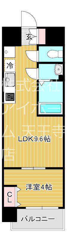 AND TERRACE 文の里(1LDK/7階)の間取り写真