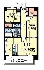 アザレアヒルズ(2LDK/5階)の間取り写真