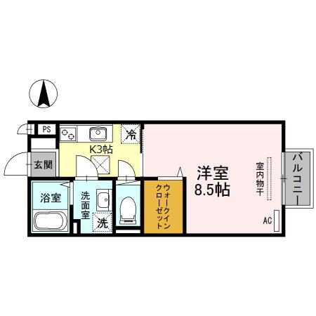 グレイス尼崎(1K/2階)の間取り写真