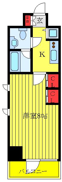 ヴォーガコルテ板橋本町アジールコート(1K/2階)の間取り写真