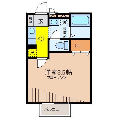 レセンテN・T(1K/2階)の間取り写真