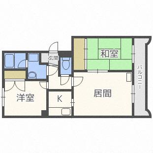 ローヤルハイツ東苗穂(2LDK/2階)の間取り写真