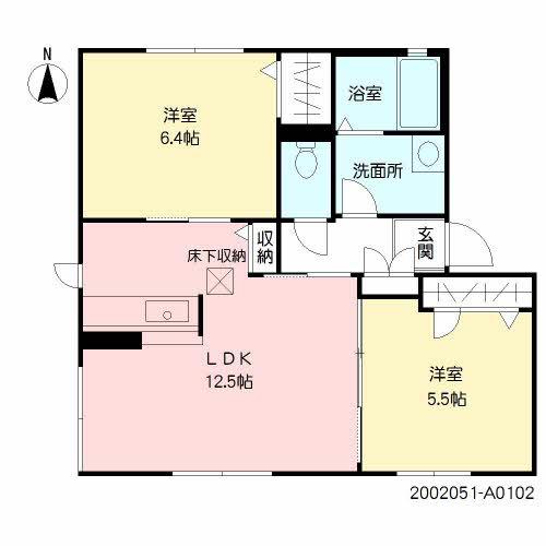 ルーチェ南荘園 積水(2LDK/1階)の間取り写真