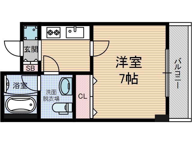 ヴェルドゥール茨木(1K/2階)の間取り写真