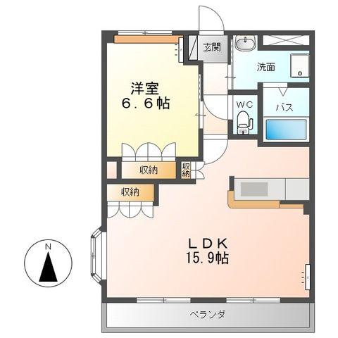 キングス・コート(1LDK/1階)の間取り写真