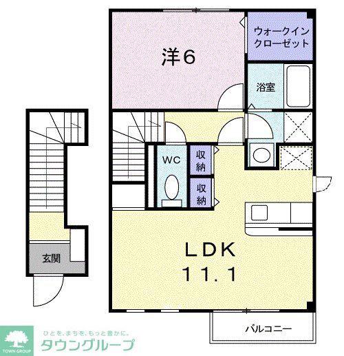 ローズコートB(1LDK/2階)の間取り写真