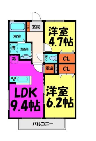 サンマルコ川西(2LDK/2階)の間取り写真